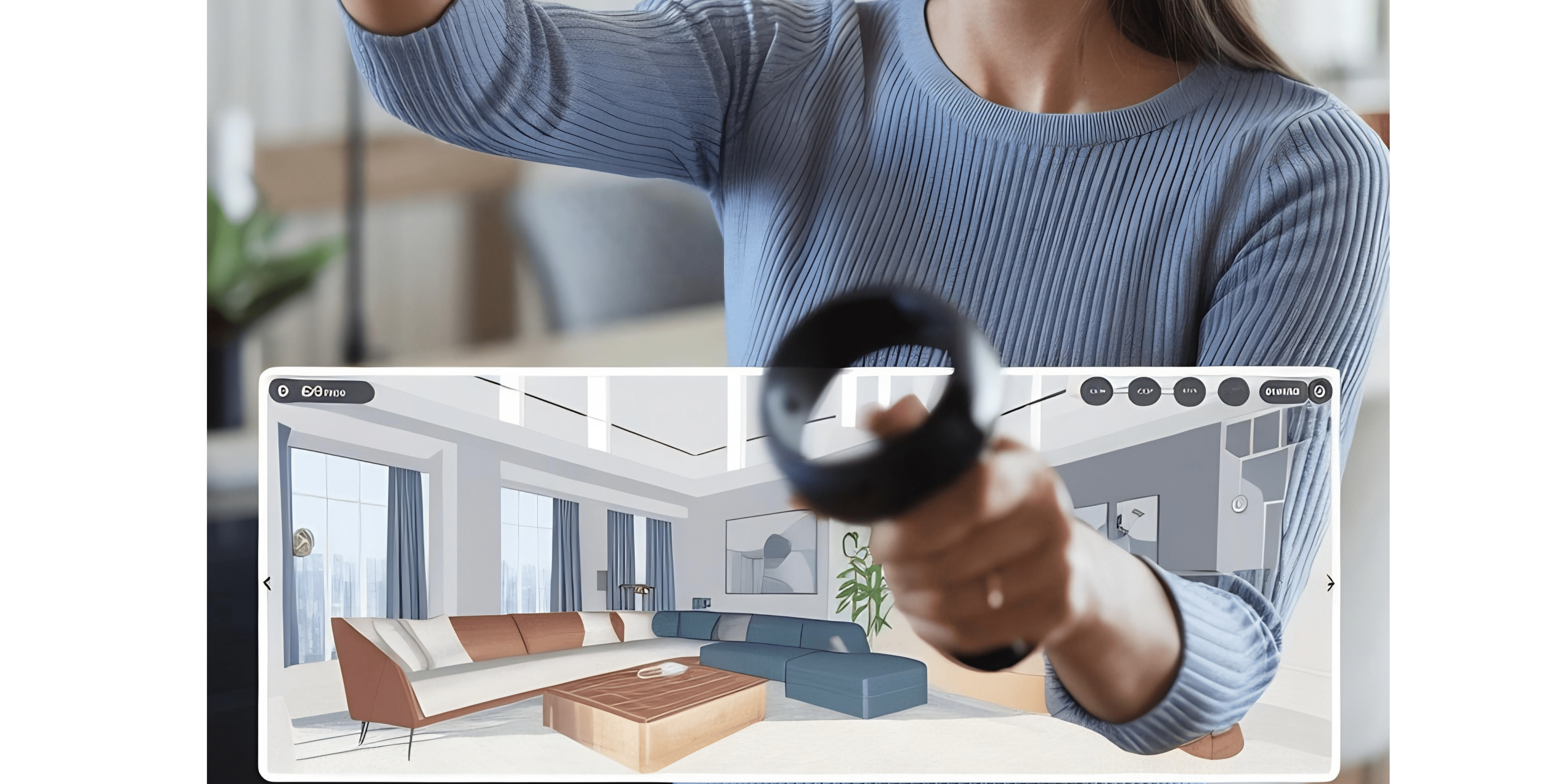 person exploring unit with virtual real estate tour